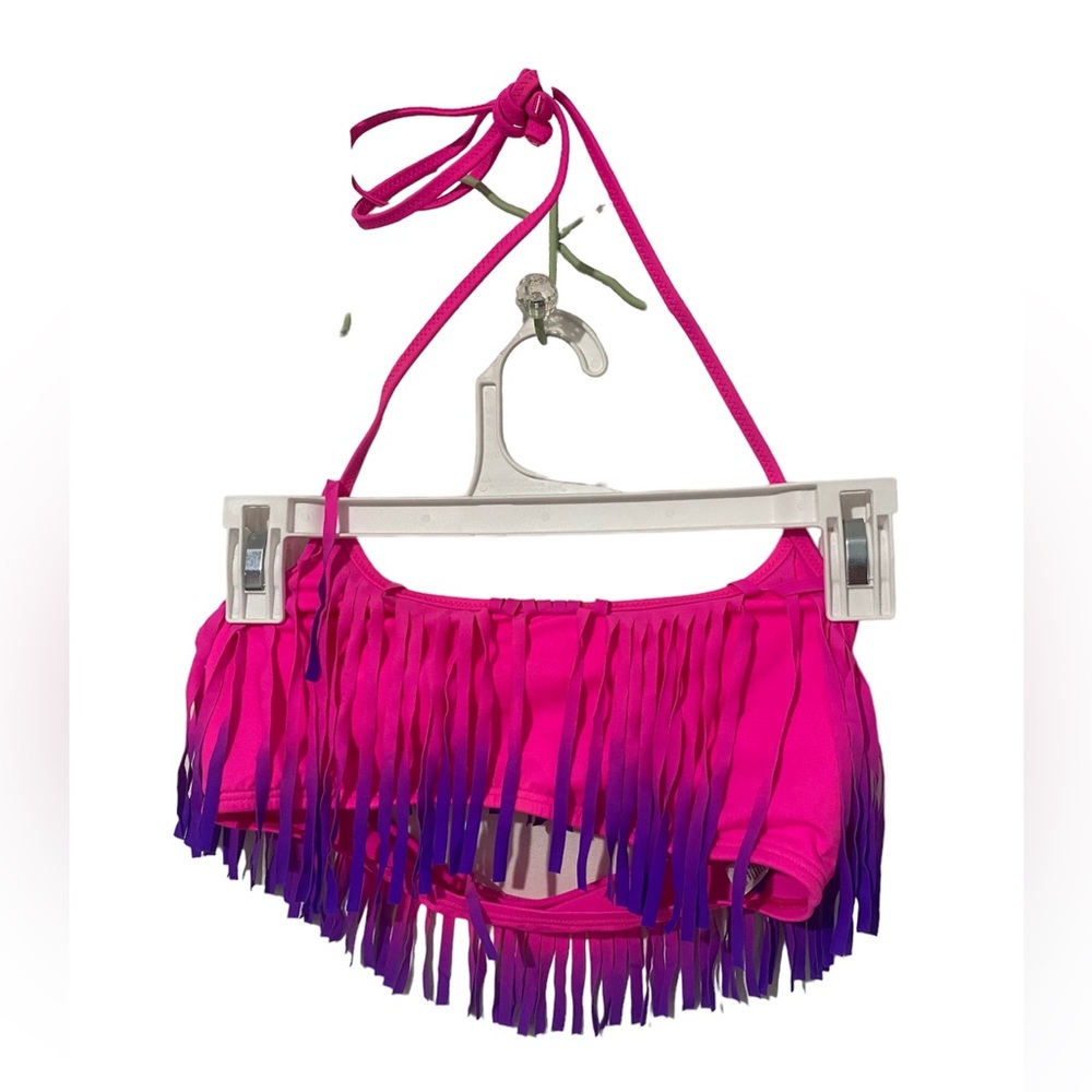 PINK fringe bikini top